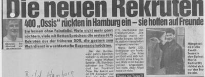 Zeitungsartikel: Die neuen Rekruten rückten in Hamburg ein (03.01.1991)